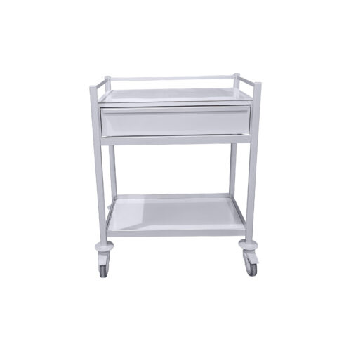 Wide body multi-purpose medical trolley with a single medium drawer. Perfect for consult rooms.