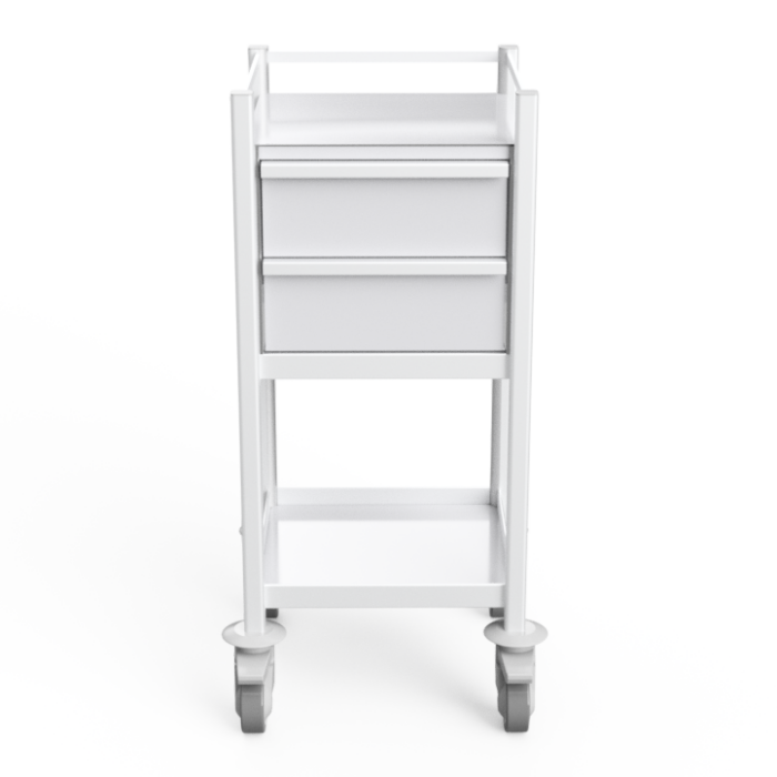 Slimline medical trolley for multi-purpose applications.